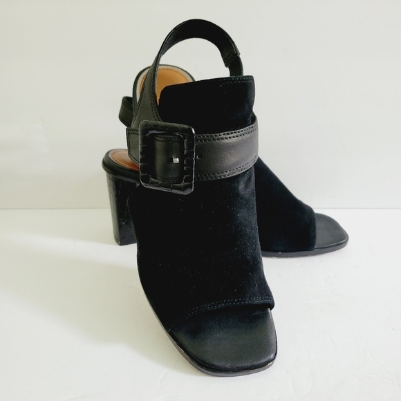 New Donald Pliner Suede Block Heel Sandals, Size 8 - Picture 2 of 7